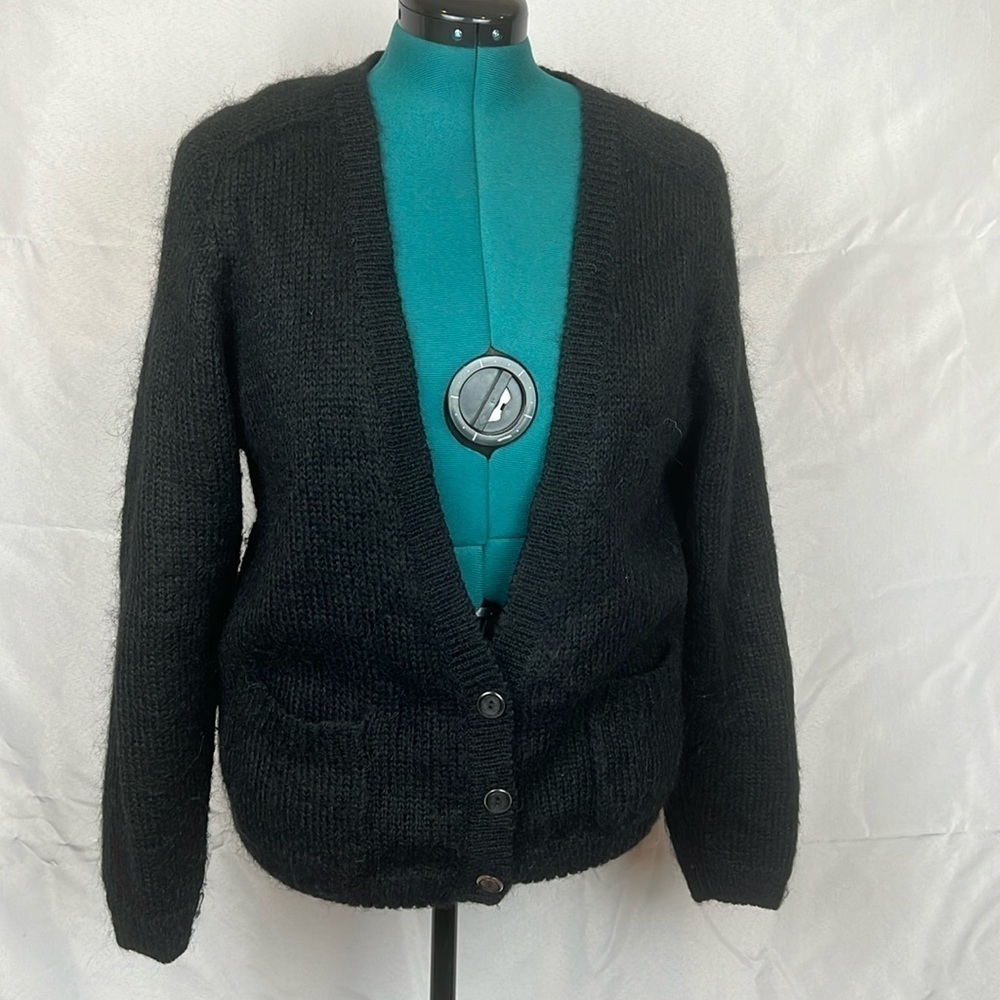 Penbrooke Lane Vintage Mohair Blend Black 3 button Cardigan Size Medium
